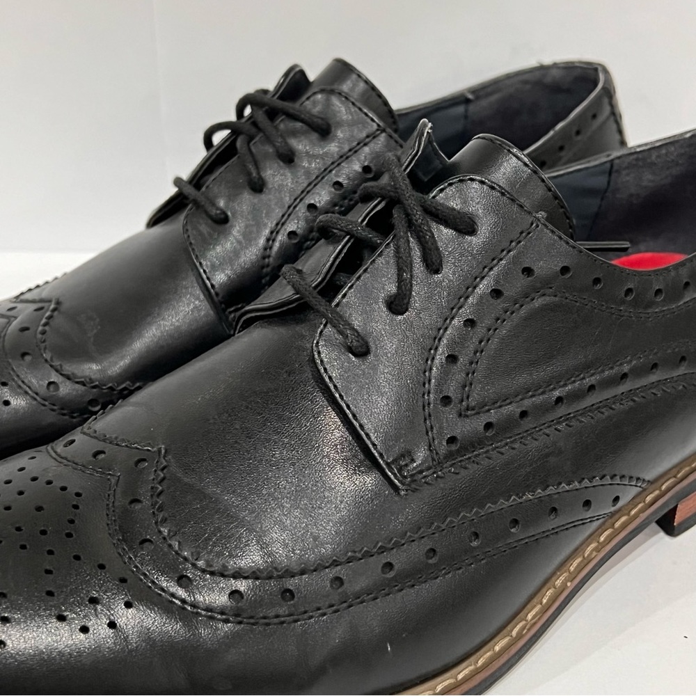 Parrazo Men's Wingtip Shoes Size 10.5 Black Leather